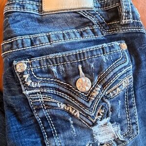 Miss Me Blue Distressed Boot Cut Jeans